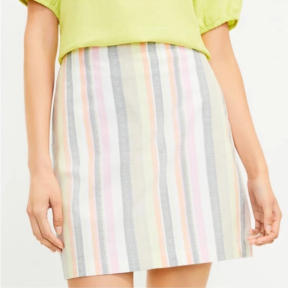Loft Multicolor Pastel Striped Skirt size 2